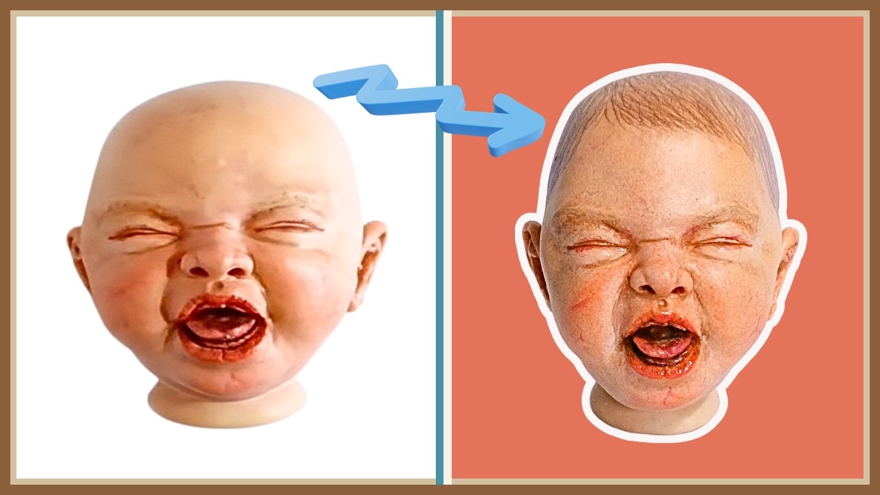 How to Make Realistic Doll Hair with Coloured Pencil. Polymer Clay Baby Doll Tutorial