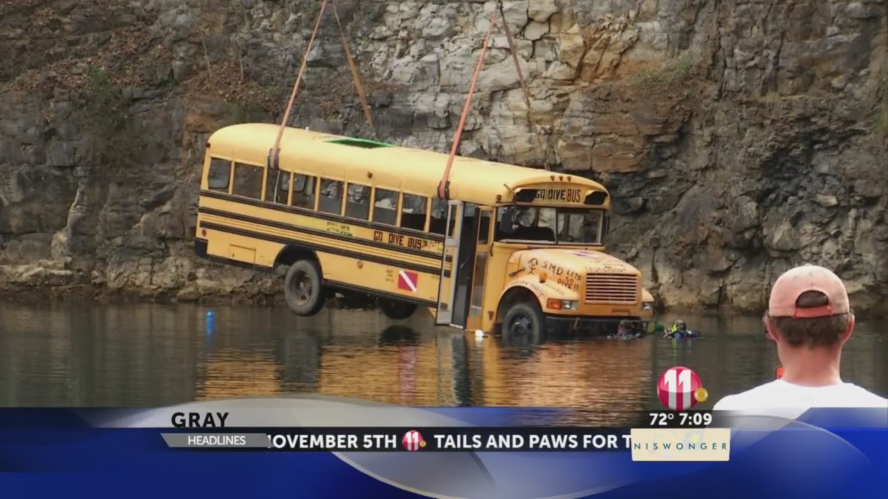 Quarry sinks school bus