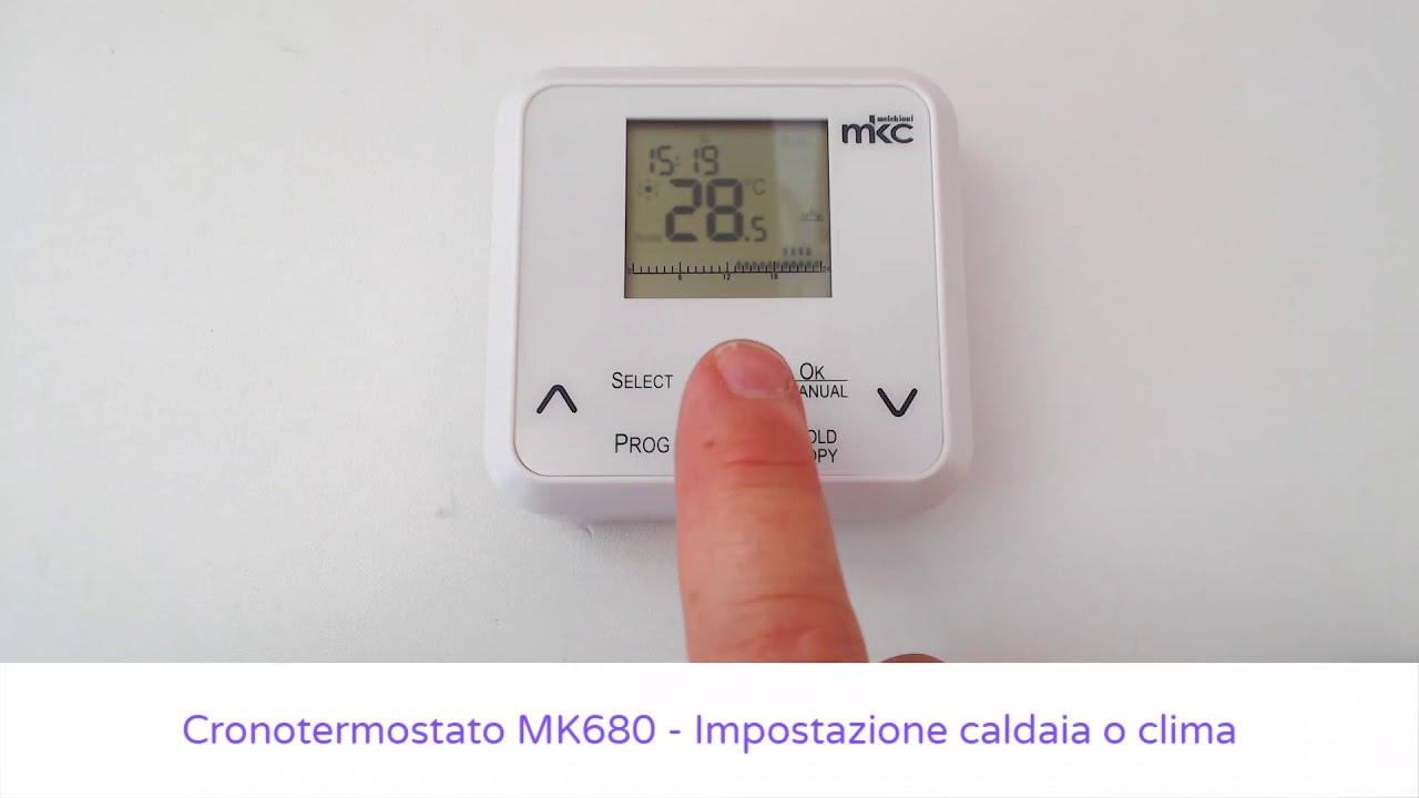 MK680 cronotermostato, impostazione caldaia o clima