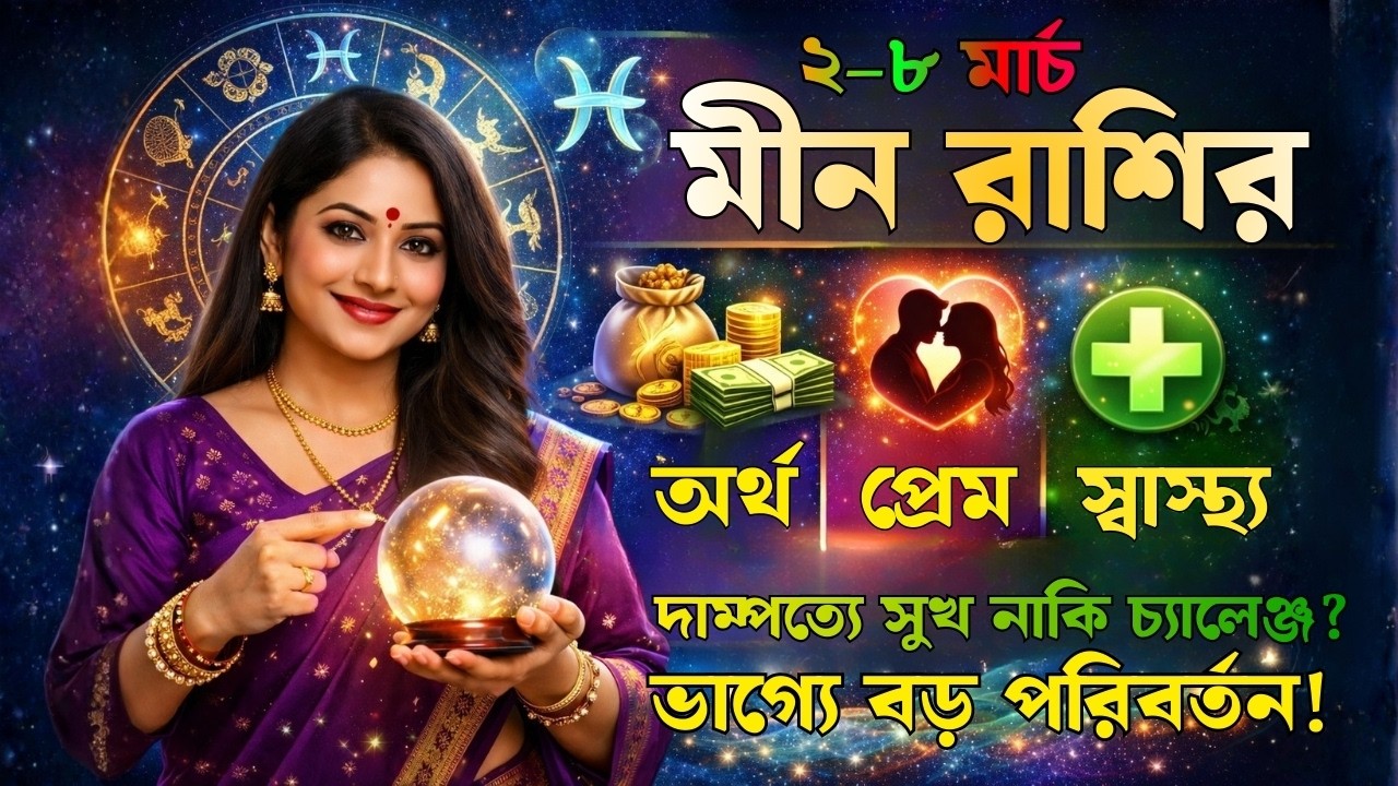 মীন রাশির ২–৮ মার্চ ২০২৬ | সবদিক থেকে পূর্ণাঙ্গ রাশিফল 🔮 Pisces Weekly Horoscope