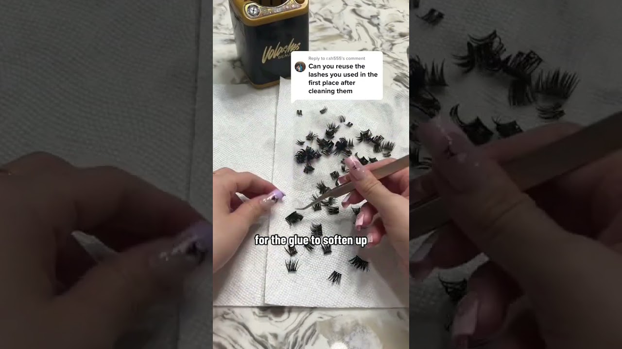 How to reuse lashes tutorial / cleaning #lashes #diylashes #lashtips #lashtutorial #volashes