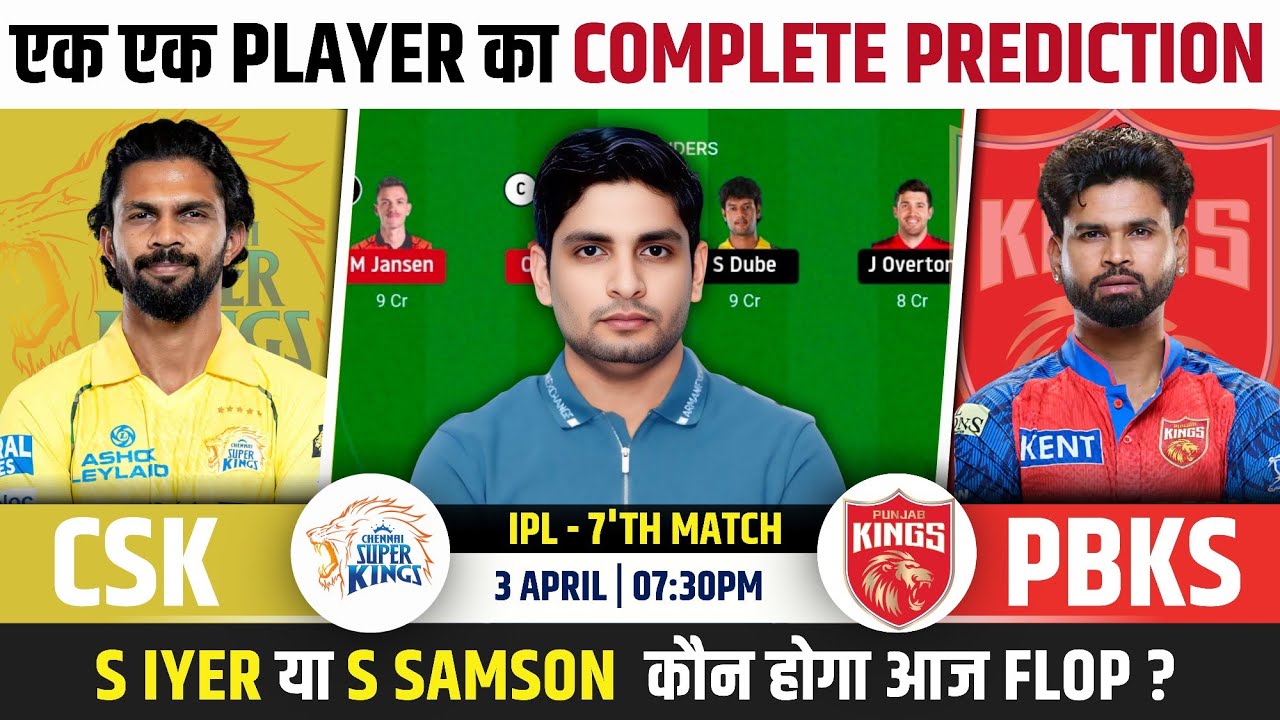 CSK vs PBKS Dream Team, CSK vs PBKS IPL 2026 Match Prediction, CSK vs PBKS IPL 2026 Match Dream Team