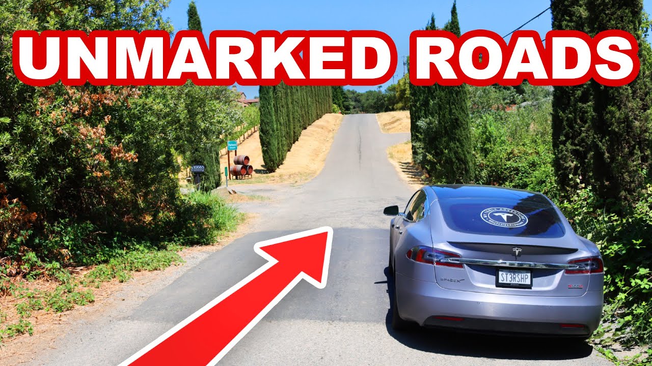 Tesla FSD Beta 9 on UNMARKED ROADS