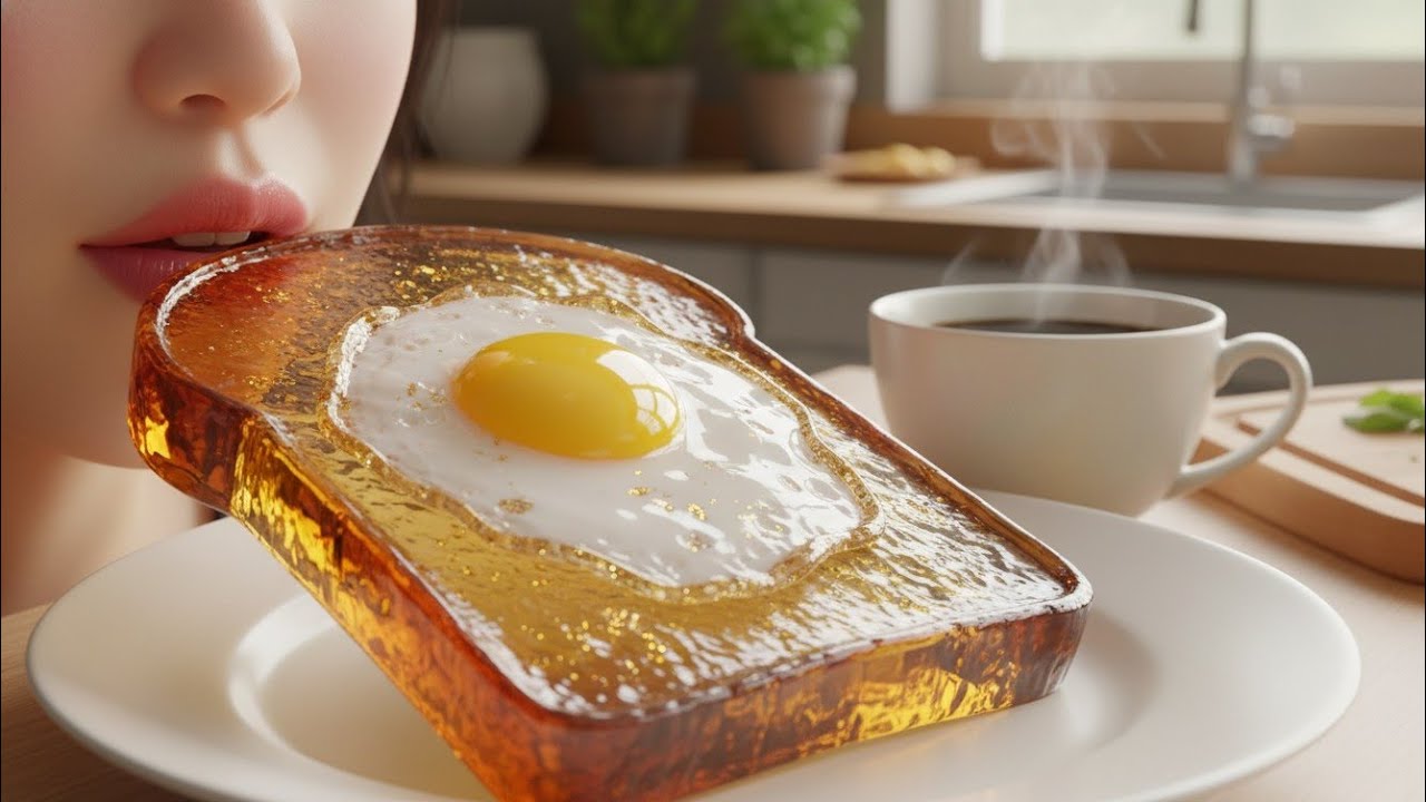 Luxury Glass Toast & Sunny Egg Breakfast | Crispy ASMR | 감성 아침 루틴 | 유리 토스트 계란 요리