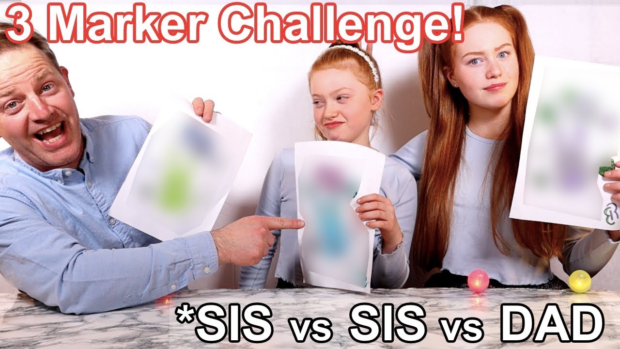 3 Marker Challenge *Ruby and Raylee and Dad! | Ruby Rose UK