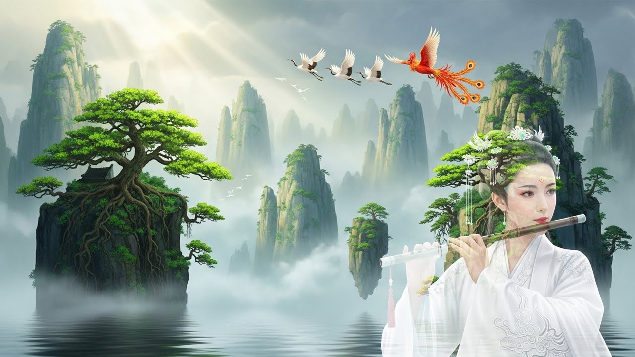⛰️Calm Chinese Nature Music, 🍃Featuring Bamboo Flute, Soft Guzheng Arpeggios, Relaxing Sleep Mood