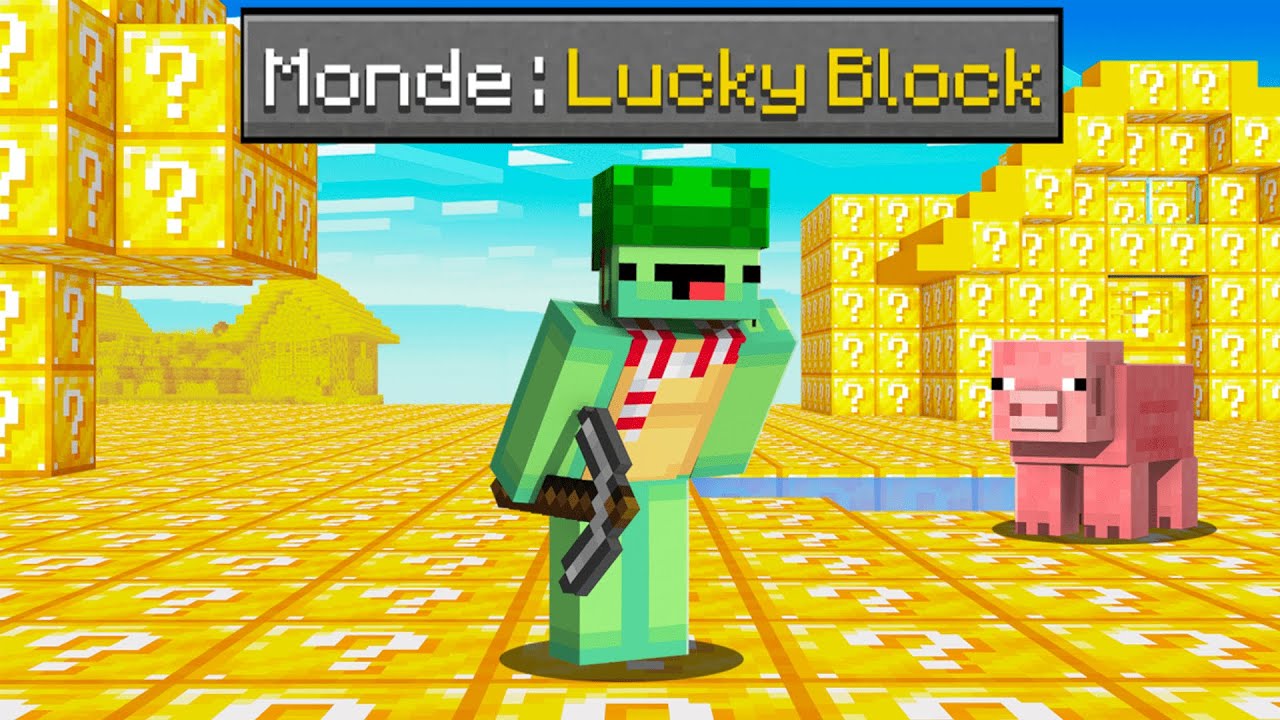 Je dois survivre 24h dans un monde plat de LUCKYBLOCK sur&nbsp;Minecraft..