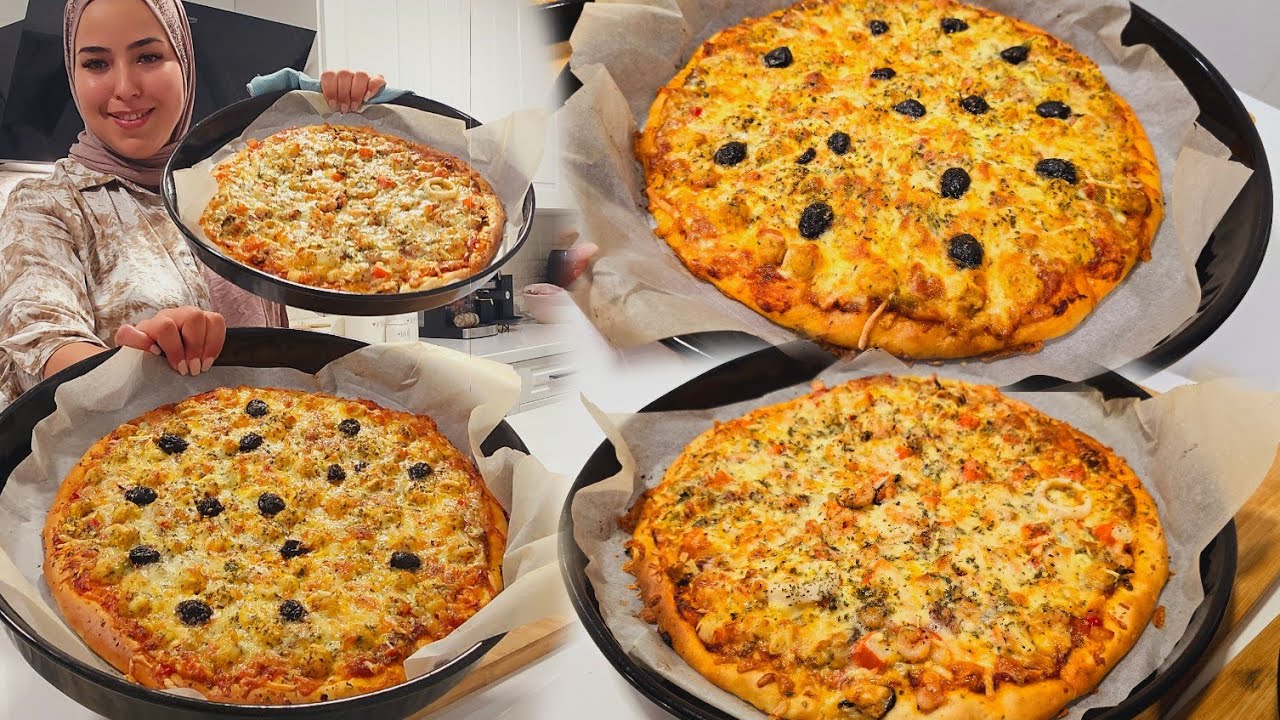 لعشاق البيتزا المعتمدة عندي من سنييين😋 تنافس المحلات  بأحسن عجينة على الإطلاق كاتوجد في 5دقائق 👌