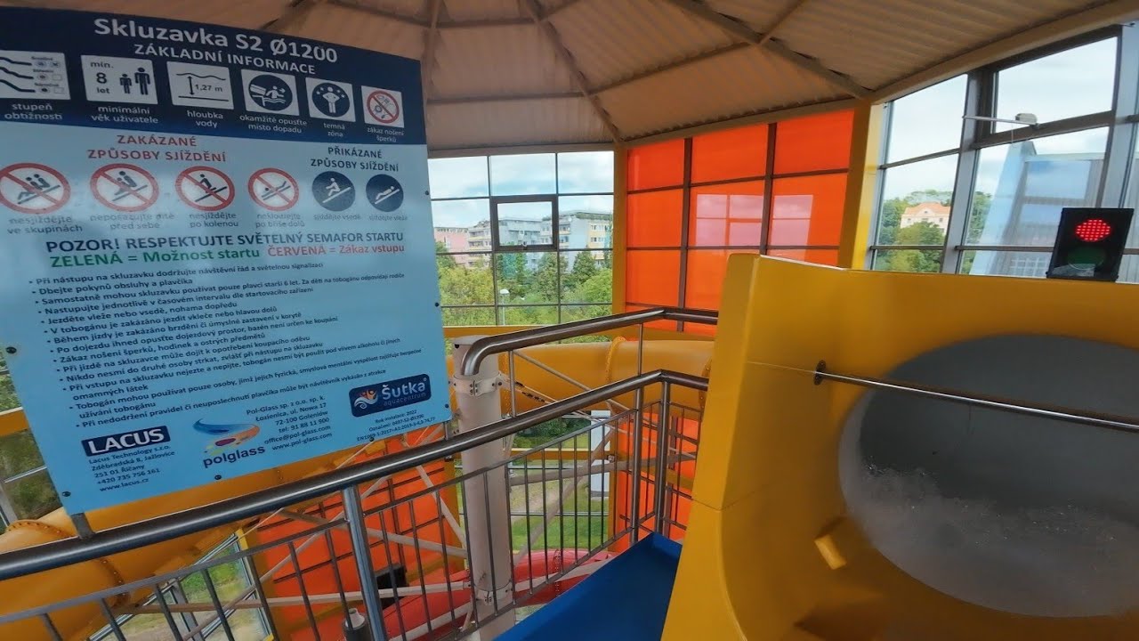 Aquapark ŠUTKA | Yellow waterslide | 4k POV Ride