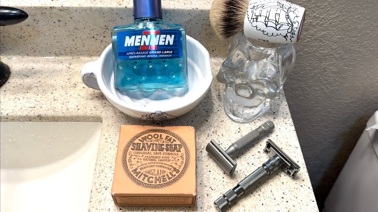 Rockwell 6S vs.T2-Side by Side Shave, Panta Rei Bowl & Brush, Mennen Aftershave, & WSG Blade.
