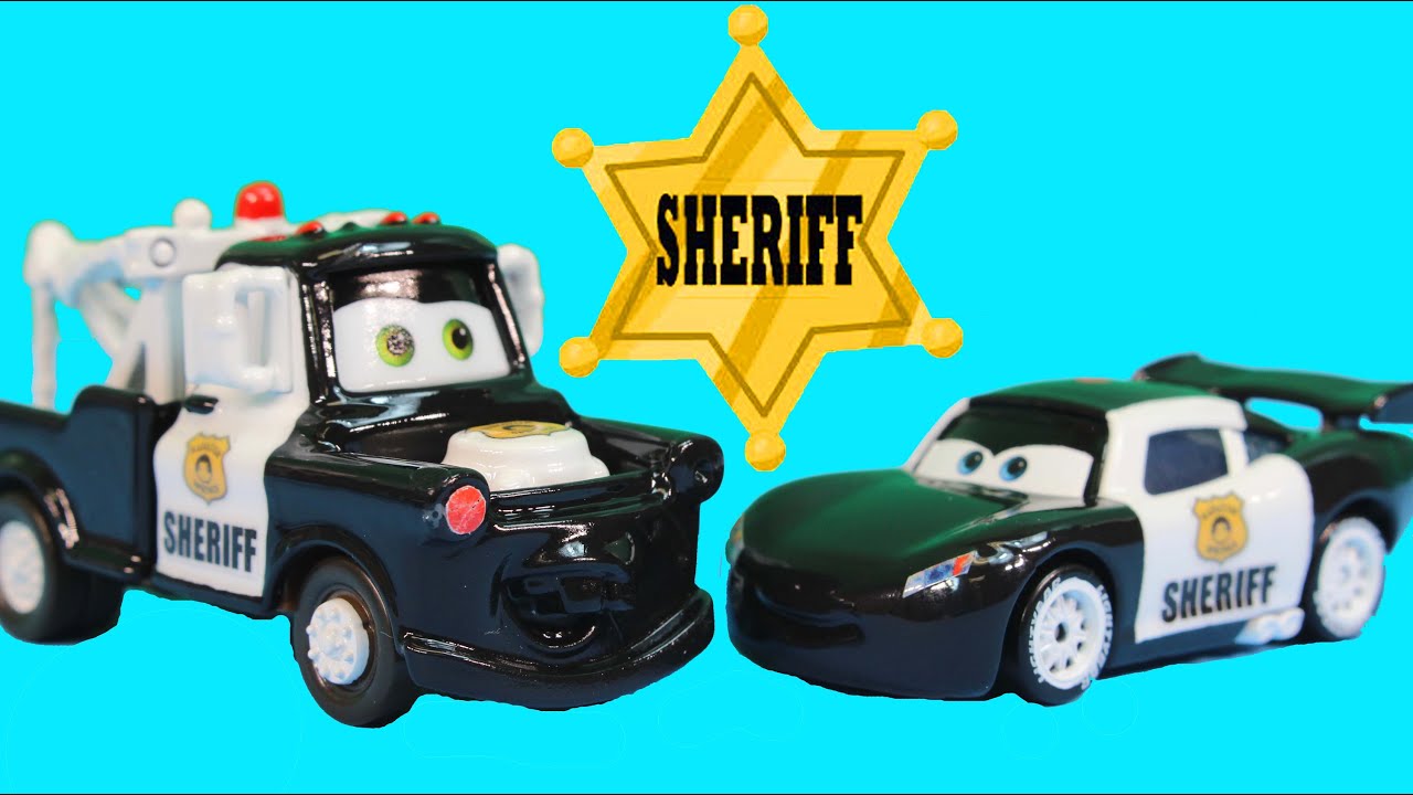 Lightning McQueen & Mater Save the Piston Cup Join Sheriff Car Police Department
