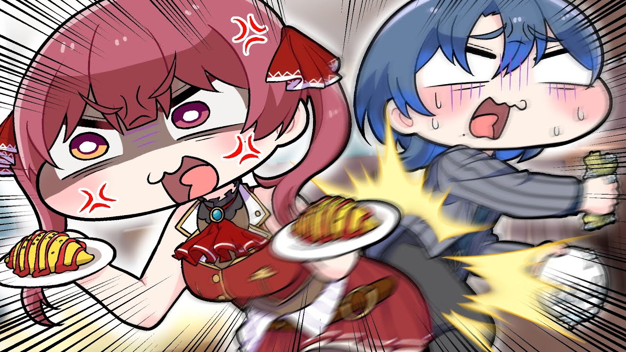 Marine Senchou pushed Ao-kun with her big butt【Komainu / Clip / Hololive】