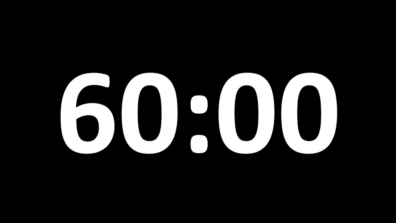 60 Minute Countdown Timer  - 1 Hour Silent Timer - No Sound