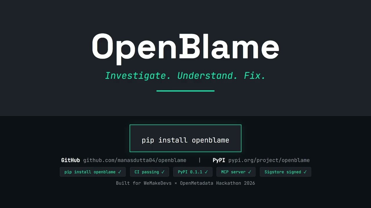 OpenBlame | local-first AI investigation CLI #OpenMetadata