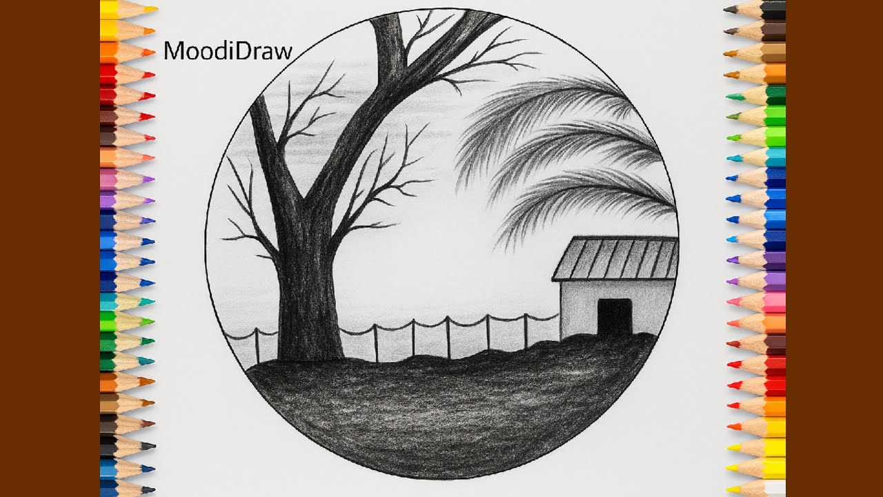 Realistic Dry Tree Landscape Drawing 🌳 | Pencil Sketch Tutorial for Beginners