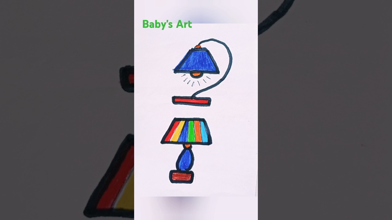 Very easy drawing for kids || Table Lamp Drawing and Colouring. @BabysArt18 #art #ytshorts