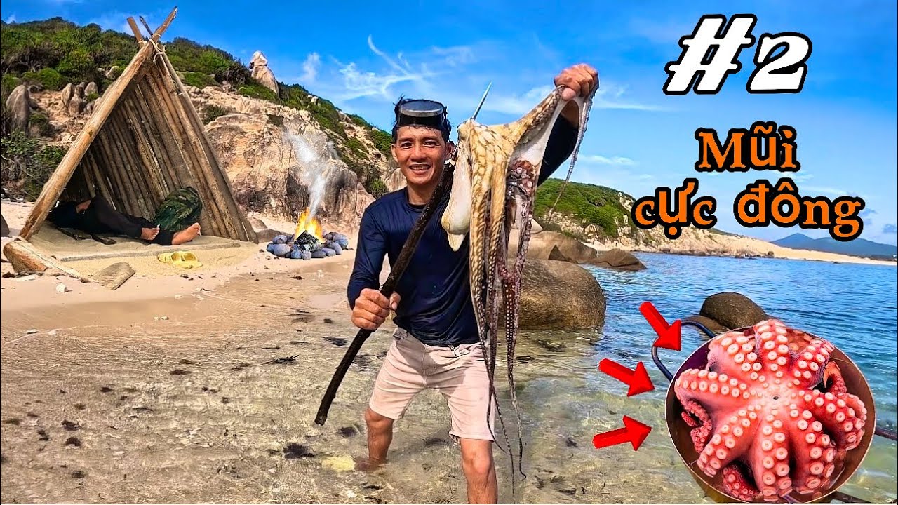 2 ngày 1 đêm cắm trại một mình trên mũi cực đông dựng liều trú ẩn tìm thức ăn | 2 Days survival