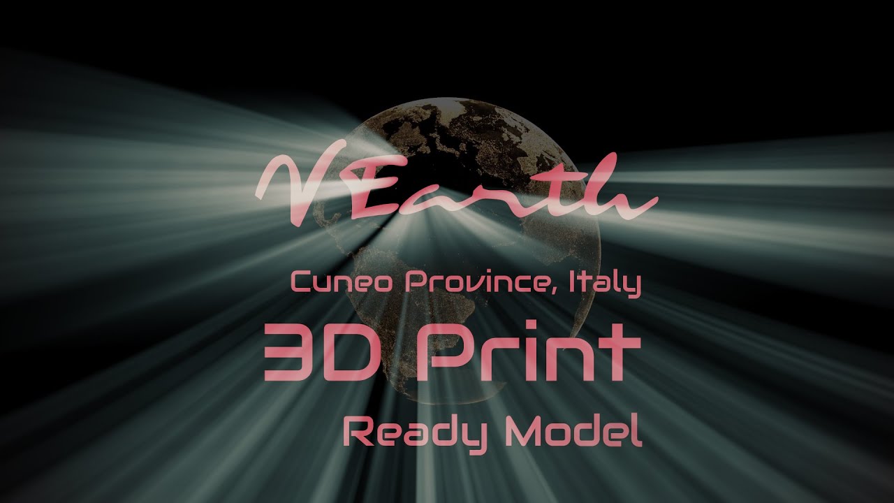 VEarth 3D Print Ready Model of Italy Cuneo Province 1:1M Scaled