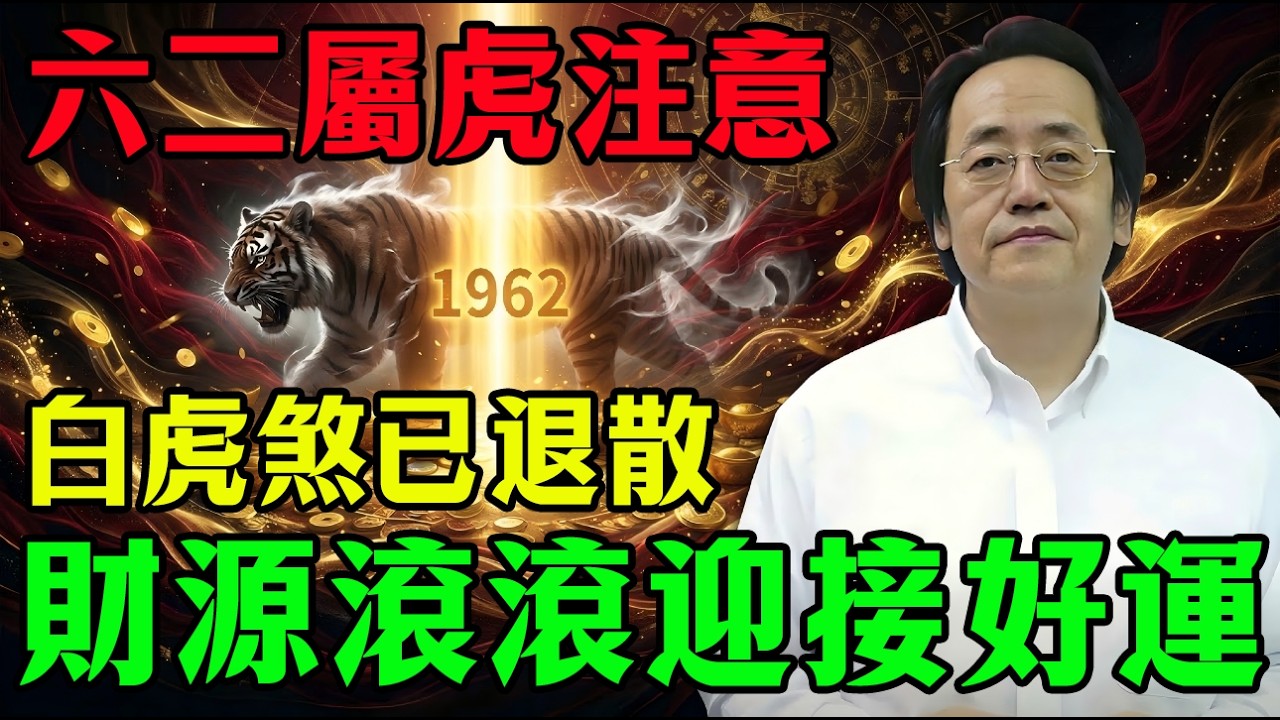 倪海廈：1962屬虎人注意！2026年「白虎煞」正式退散，64歲開啟人生黃金十年，富貴不請自來！#倪海廈 #倪海厦 #倪師 #2026運勢 #1962 #屬虎 #晚年福報 #財運 #改運