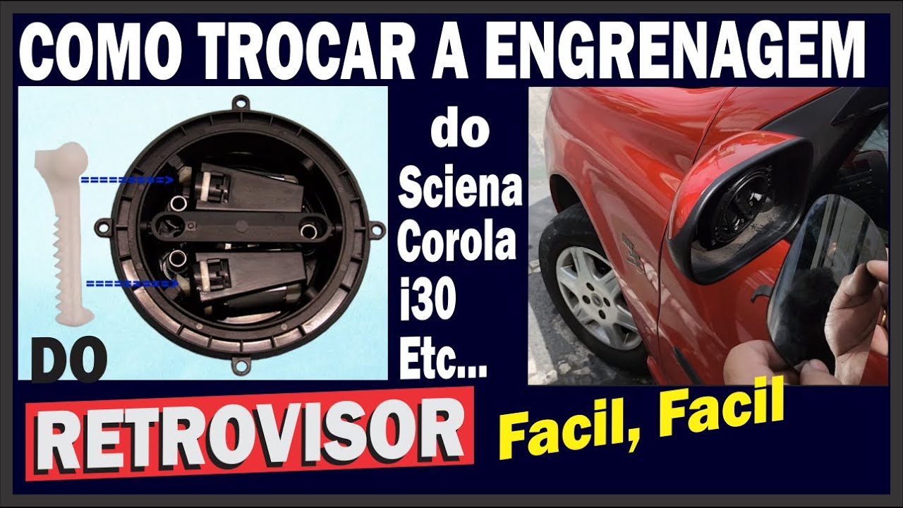 Como trocar a engrenagen do retrovisor eletrico p/ motores de 3 fios ,  do sciena, i30, Corola , etc