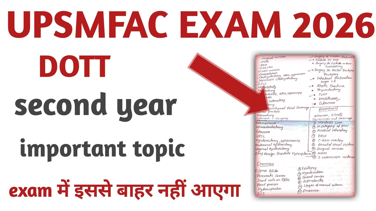 Ot technician second year most important topic for exam 2026.second paper important topic.