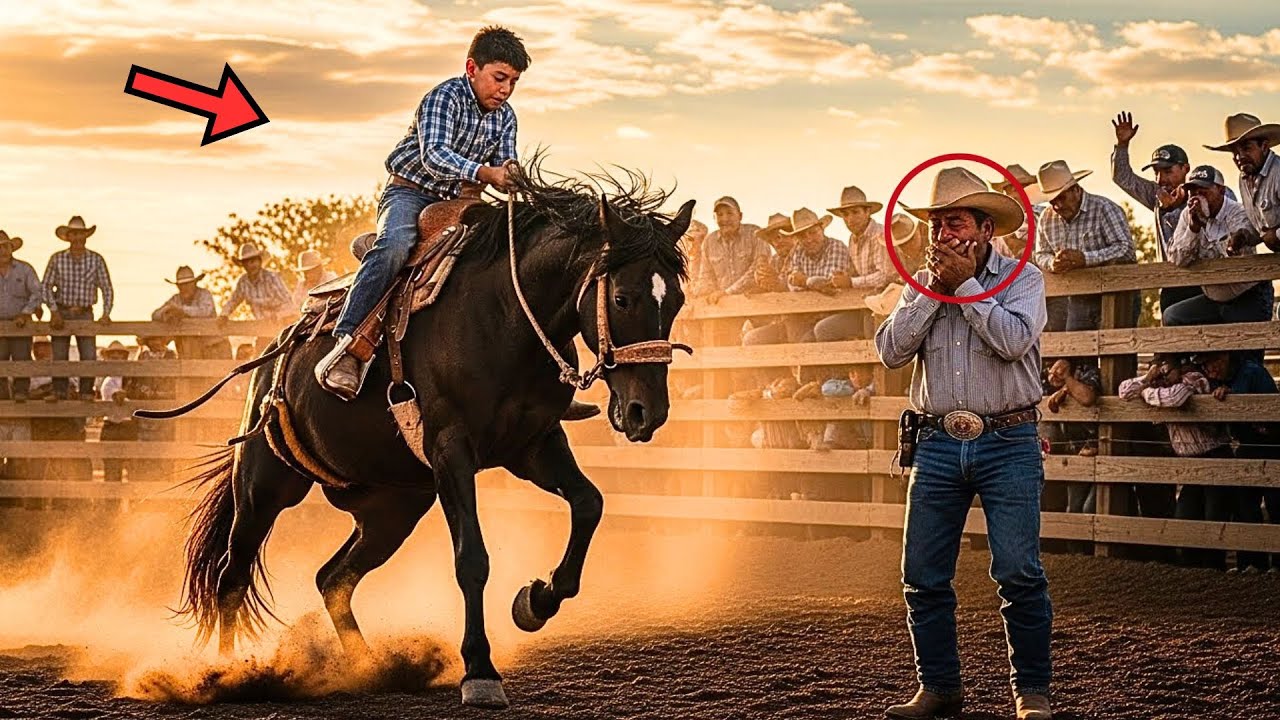 MILLONARIO OFRECE $100,000 A QUIEN MONTE SU CABALLO SALVAJE... NIÑO DE 9 AÑOS SE SUBE Y TODOS LLORAN