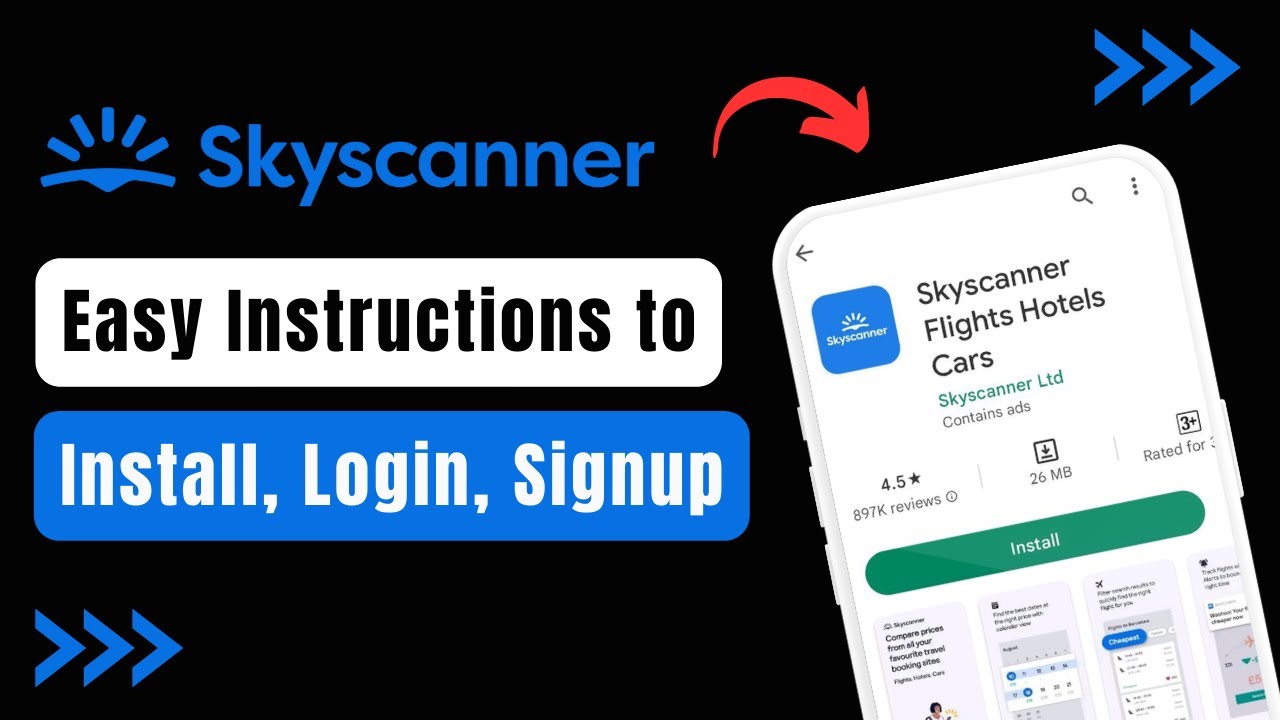 Skyscanner Flight Ticket Booking App - Login / Sign Up