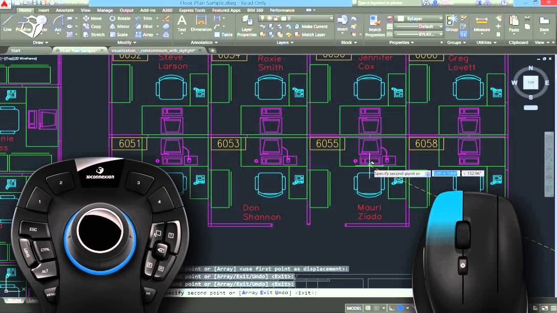 3Dconnexion SpaceMouse and CadMouse in an AutoCAD drawing