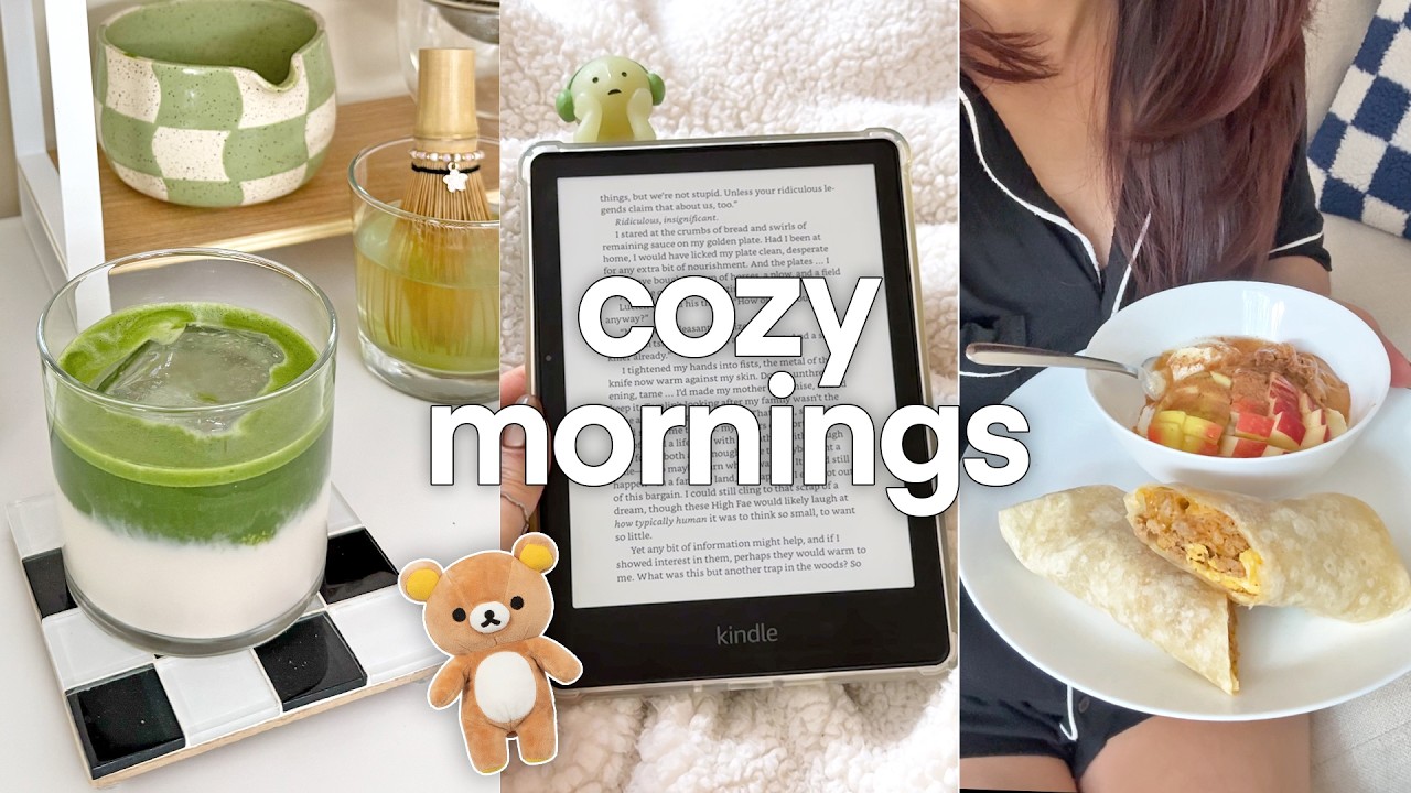 уютный утренний ритуал 🍵🧸 матча, чтение и забота о себе