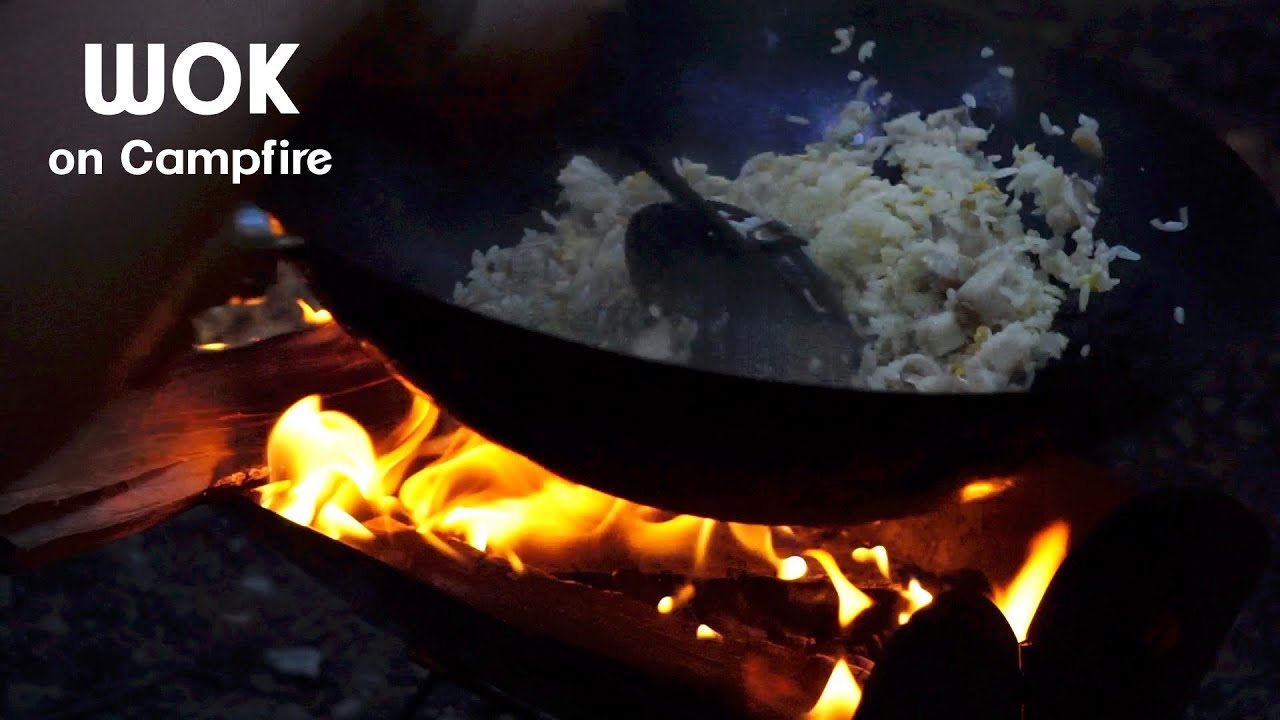 Japanese Fried Rice | Campfire Cooking | Wok | Bushcraft【キャンプ飯】焚き火でパラッパラ炒飯