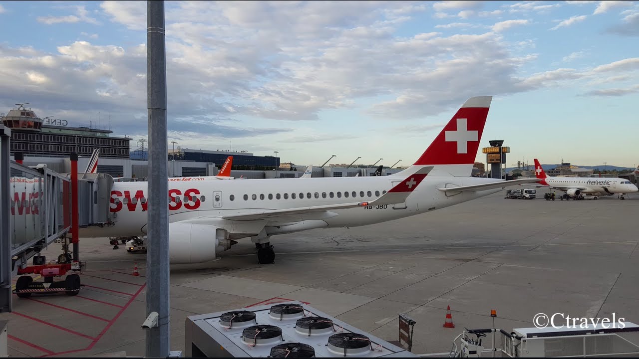 SWISS Geneva to Dublin Bombardier CS100 Economy class [Full HD]