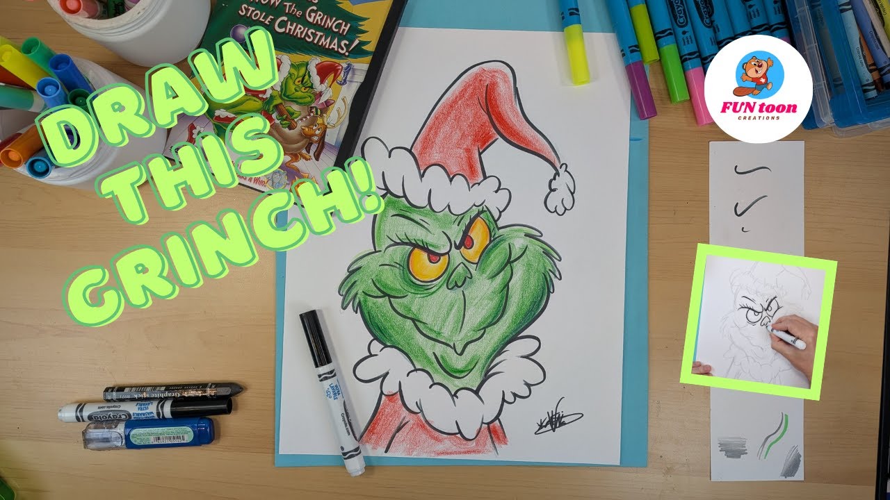 🎄 How to Draw the Grinch | Easy Step-by-Step Drawing for Kids ✏️💚