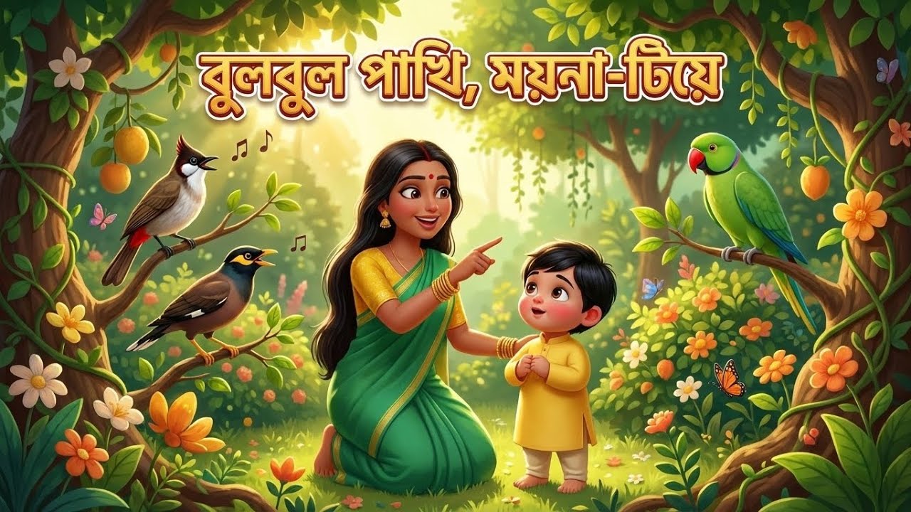 বুলবুল পাখি ময়না টিয়ে | BulBul Pakhi Moyna Tiye 🐦 | বাংলা শিশু ছড়া | Honey Bubbles