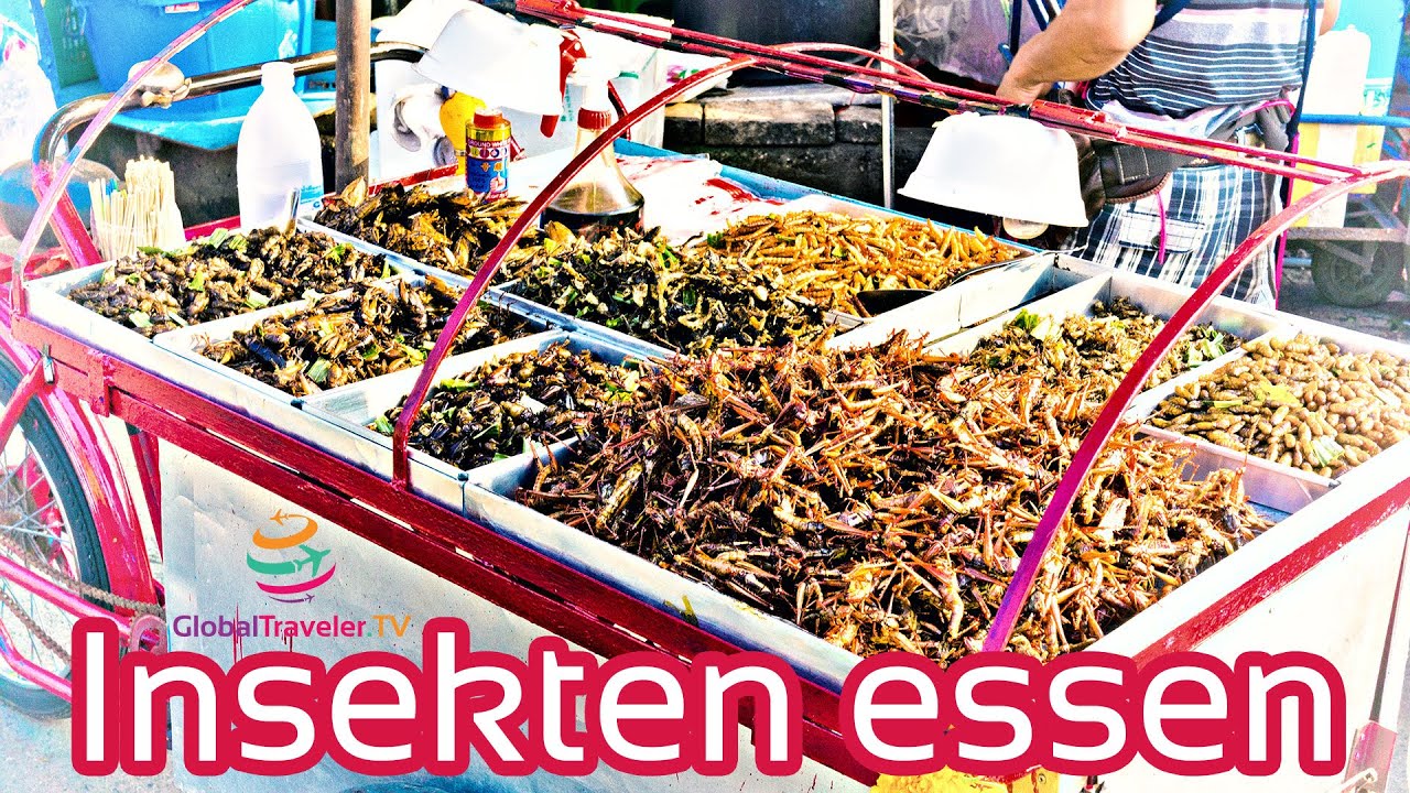 Deep fried Insects Street Food in Bangkok Thailand
