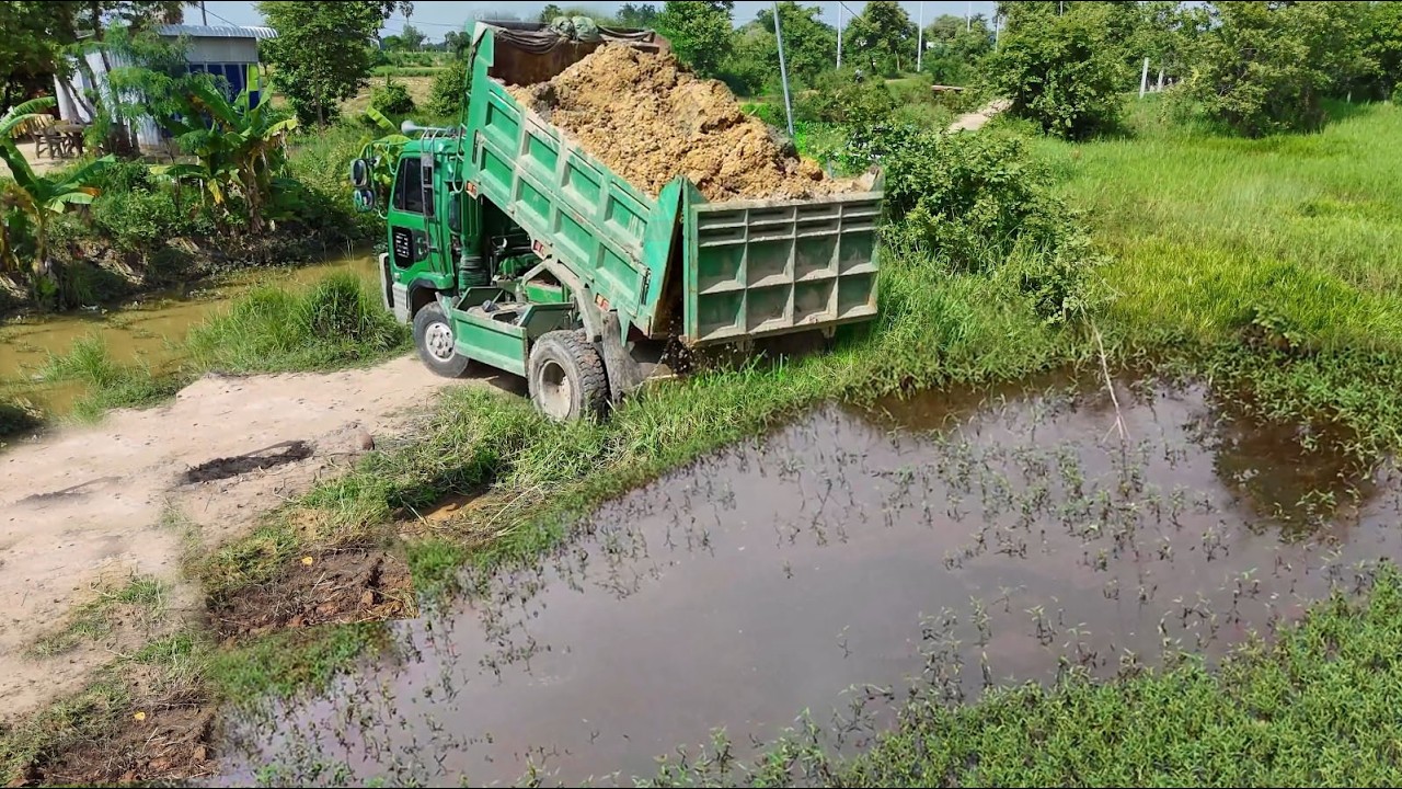 Perfect Started New Project! Using Truck Filling Land Delete Feild  By Bulldozers D21 Pushing Soil 