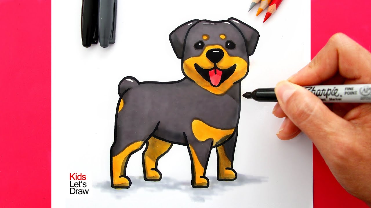 Aprende a dibujar un PERRO ROTTWEILER