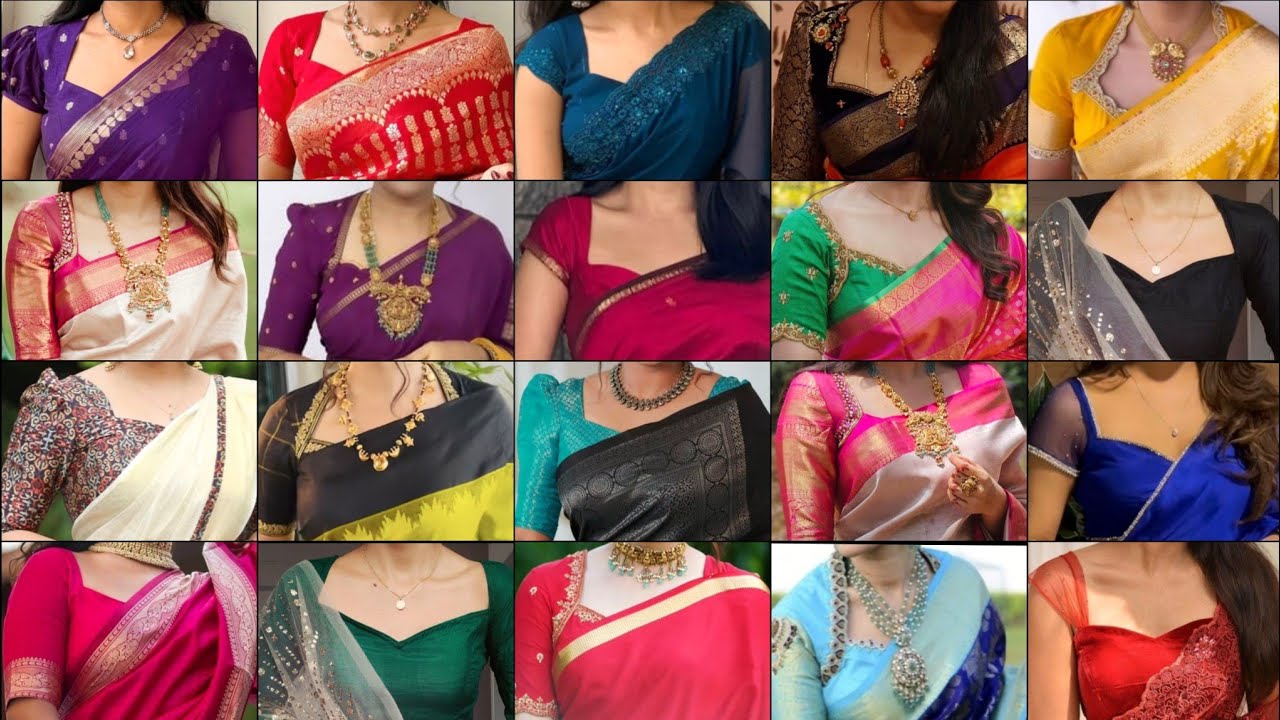 Sweetheart Neck Blouse Front Designs😍|Simple Sweetheart Neckline Blouse Designs For Silk Sarees ❤️|