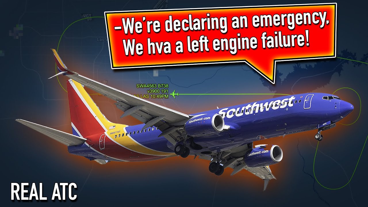 Двигатель отказывает при наборе высоты над Лас-Вегасом. Boeing 737 авиакомпании Southwest. REAL ATC