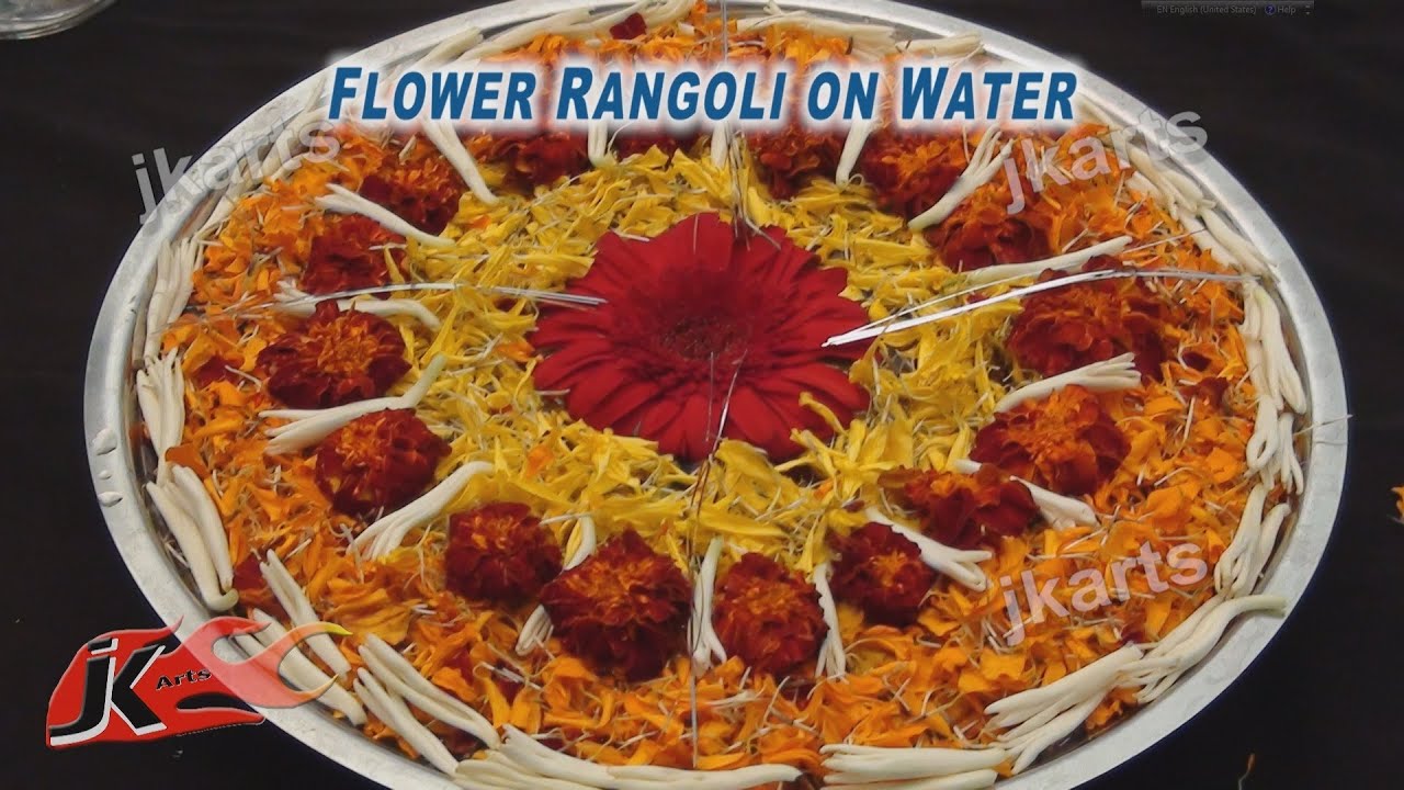 How to make Flower Rangoli on Water |  JK Arts 203