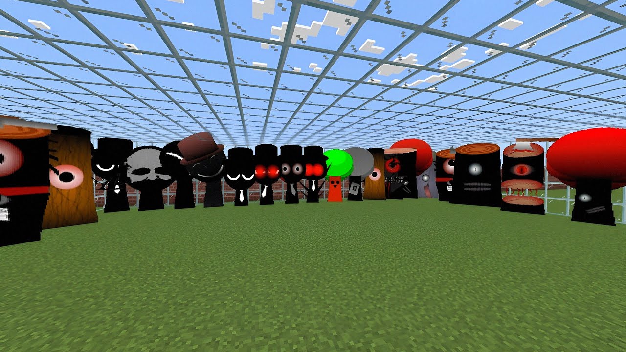 My Sprunki Black and Tree Horror Phase 1-10 in Glass House in Minecraft PE