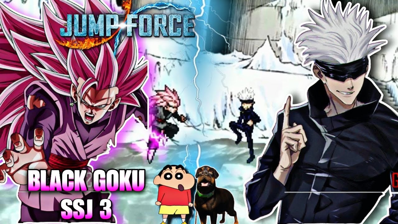 BLACK GOKU SSJ 3 vs GOJO with SHINCHAN and CHOP | JUMP FORCE MUGEN