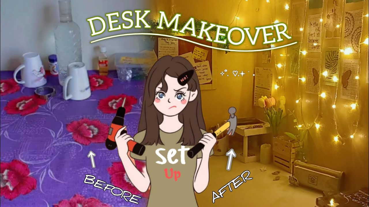 ​DIY Desk Makeover Under 100 Tk | | Desk Makeover Before vs After || Study Desk Transformation | 