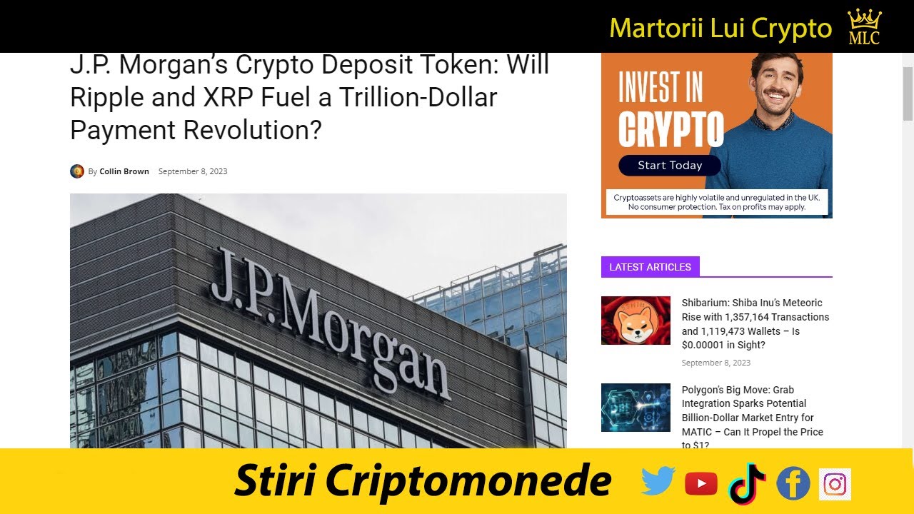 Stiri Crypto: JPMorgan si o Potentiala Sinergie cu XRP, Hack-uri si Condamnari, Bitcoin in Scoli