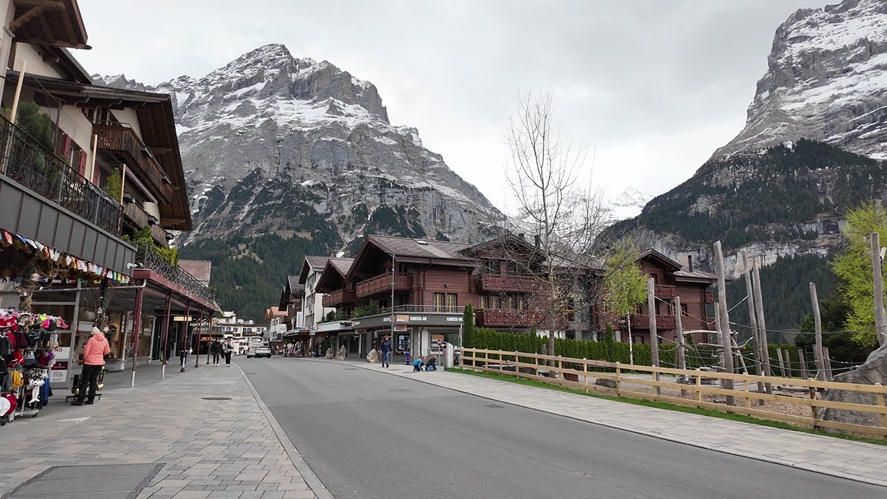 Grindelwald Switzerland 4K 🇨🇭 Walking in April