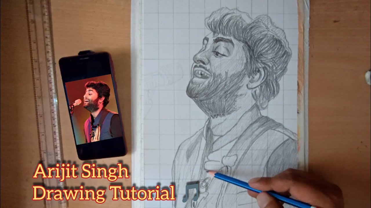 Arijit Singh Drawing ❤️ How To Draw Arijit Singh, Step By Step Pencil Sketch Outline Tutorial ✍️🎵
