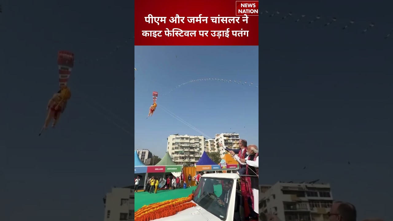 PM Modi & German Chancellor Friedrich Merz Fly Lord Hanuman Kite at International Kite Festival 2026