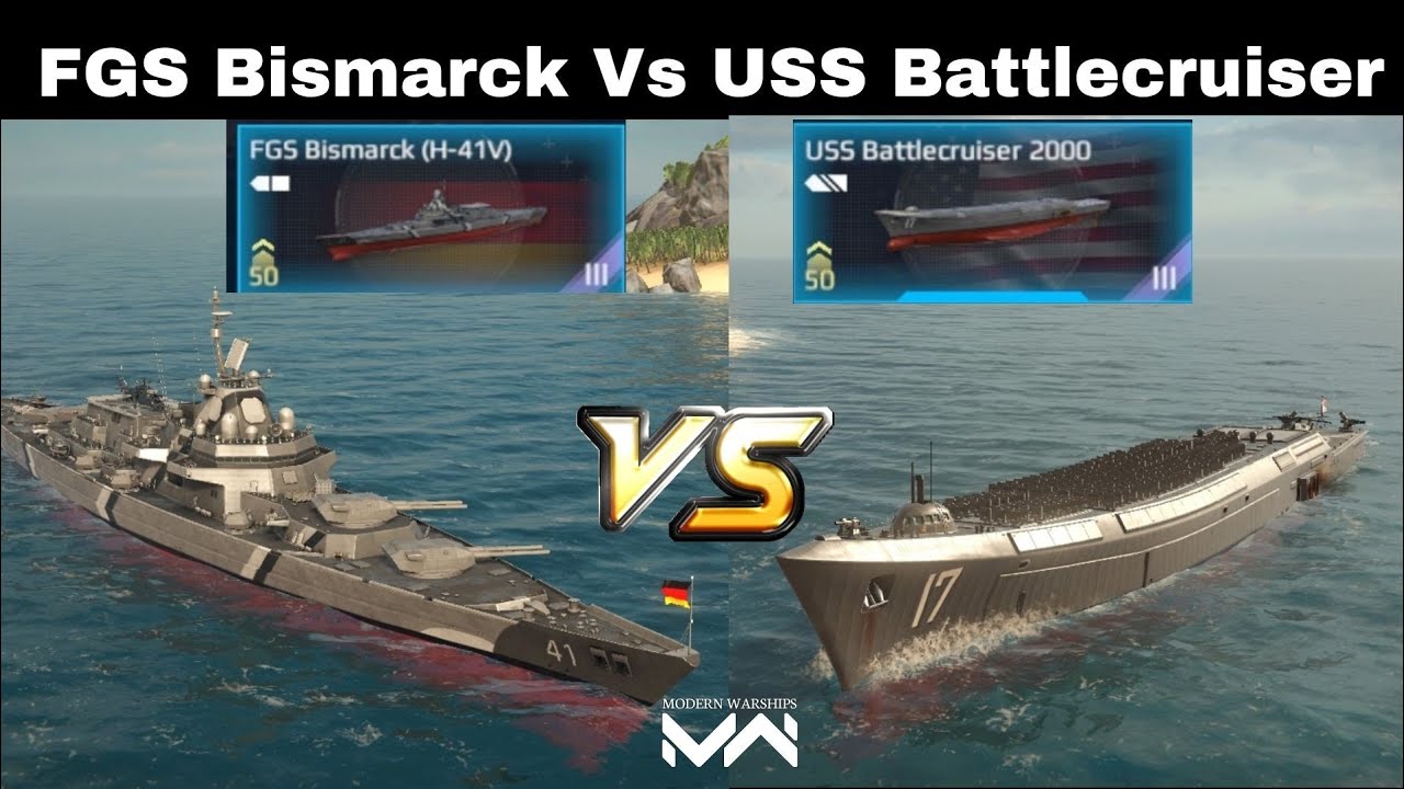 FGS Bismarck Vs USS Battlecruiser 2000 | Modern Warships