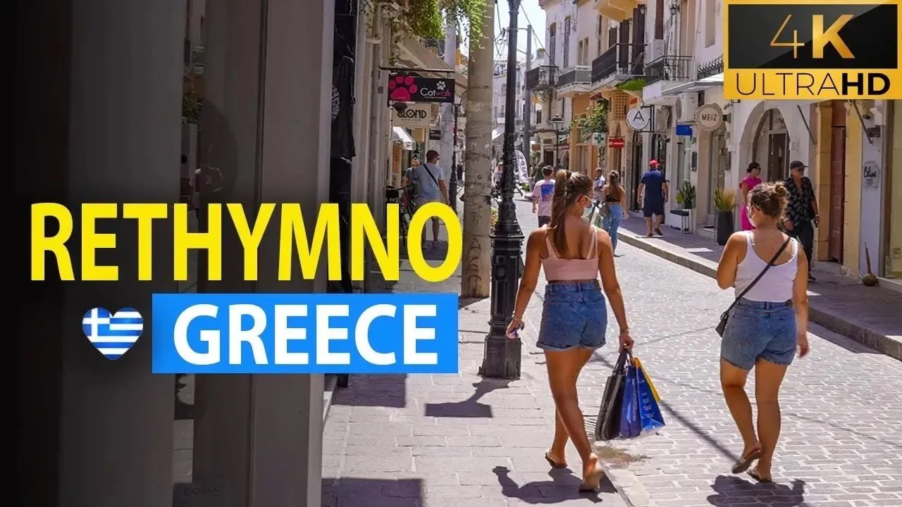 Rethymno 🇬🇷 in Crete, Greece, 4K Walking Tour (6 min)