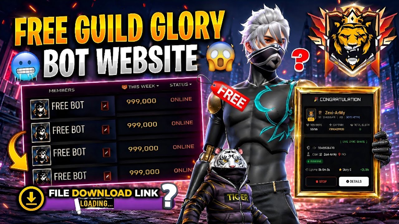 Free Giuld Glory Bot 🤯| HOW TO MAKE GUILD GLORY BOT FF 🤖| guild glory bot |🥳 WEBSITE UPDATE 🤖