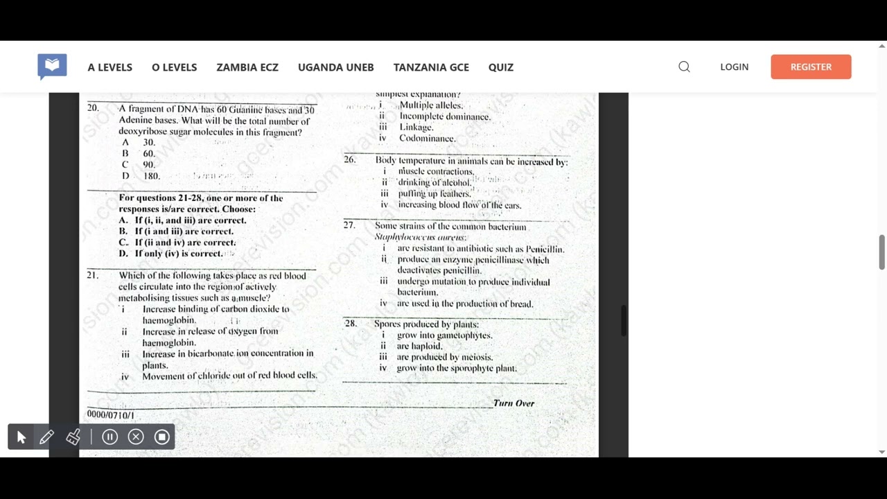 GCE A Level Biology Paper 1 June 2024
